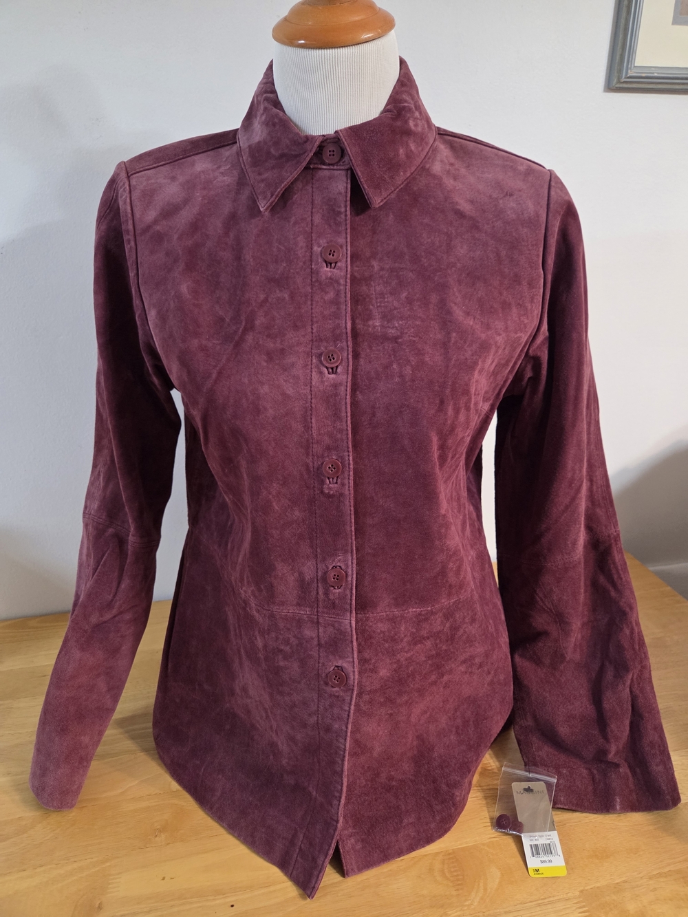 Purple - Burgundy Suede Button-Down Shirt